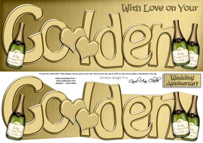 Golden Anniversary Large Dl Quick Card N 3D Decoupage