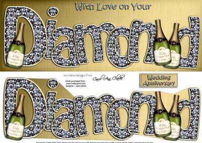 Diamond Anniversary Large Dl Quick Card N 3D Decoupage