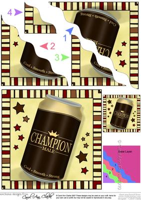 Champion Male Beer Can Wavy Corner Side Stacker Topper