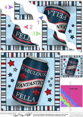 Fabulous Fella Beer Can Wavy Corner Side Stacker Topper