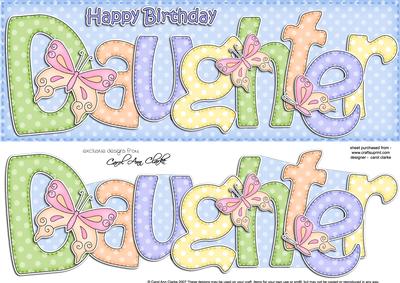 Large Dl Birthday Daughter Card & 3D Decoupage