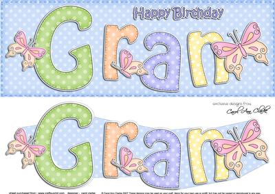 Large Dl Birthday Gran Card & 3D Decoupage