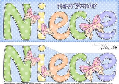 Large Dl Birthday Niece Card & 3D Decoupage