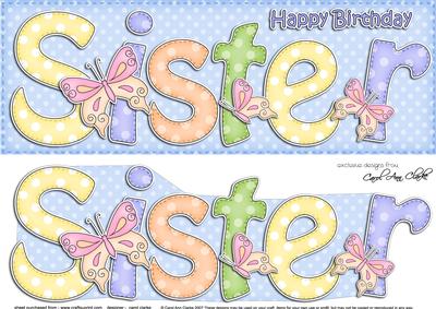 Large Dl Birthday Sister Card & 3D Decoupage