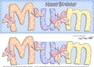 Large Dl Birthday Mum Card & 3D Decoupage