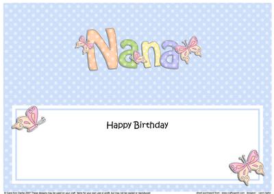 Birthday Nana Matching Large Dl Insert