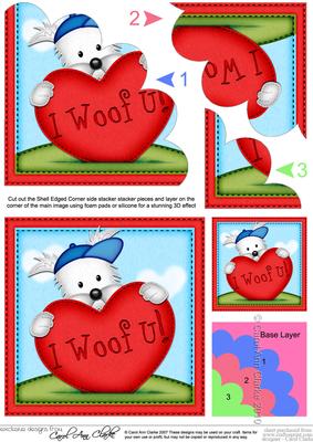 Westie Dog's Heart Love Shell Edged Corner Side Stacker
