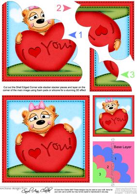 Mia Meerkat's Heart Love Shell Edged Corner Side Stacker