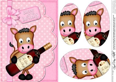 A5 Gi Gi Horse's Wine Bottle Oval Pyramage Topper