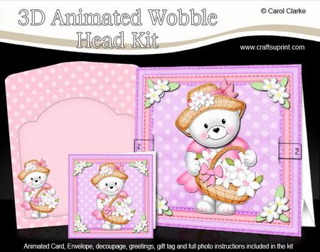 3D Teddy Tess's Basket Animated Moveable Wobble Head Kit