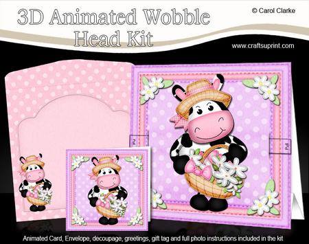 3D Milly Moo Cow's Basket Animated Moveable Wobble Head Kit