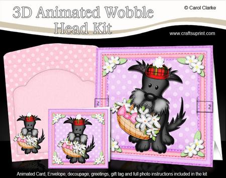 3D Scottie Dog's Basket Animated Moveable Wobble Head Kit