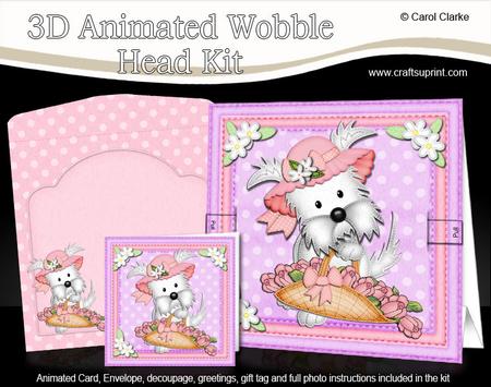 3D Westie Dog's Basket Animated Moveable Wobble Head Kit