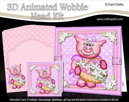 3D Zoe Piggy's Basket Animated Moveable Wobble Head Kit