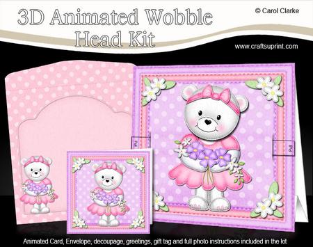 3D Teddy Tess's Flowers Animated Moveable Wobble Head Kit