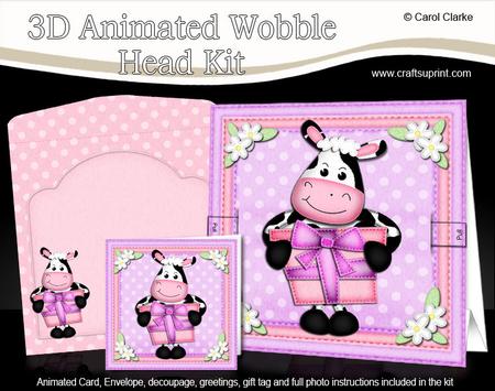 3D Milly Moo Cow's Present Animated Moveable Wobble Head Kit