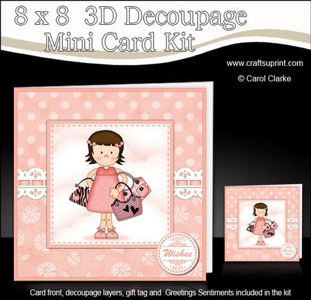 8 x 8 3D Girlz Suzi Goes Shopping Mini Kit 3D Decoupage