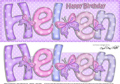 Large Dl Birthday Helen Card & 3D Decoupage
