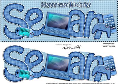 Large Dl 21st Birthday Sean Card & 3D Decoupage