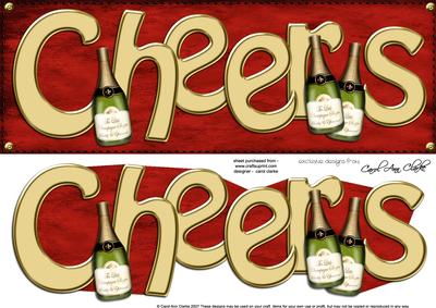 Large Dl Cheers Card & 3D Decoupage