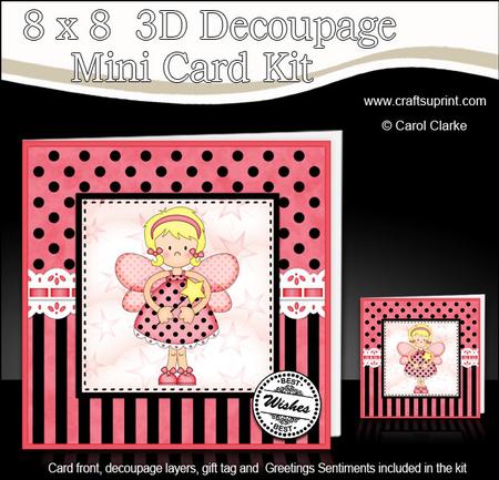 8 x 8 3D Girlz Fairy Fiz Mini Kit 3D Decoupage