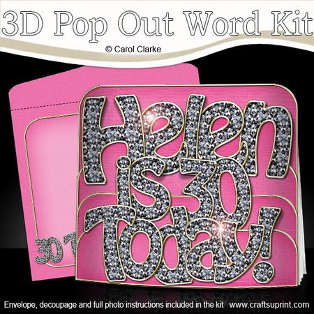 3D Helen is 30 with Bling Pop Out Word Card Kit