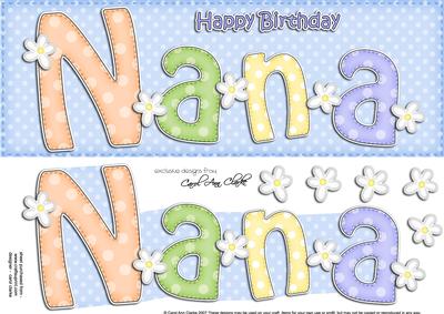 Large Dl Birthday Nana Quick Card N 3D Decoupage