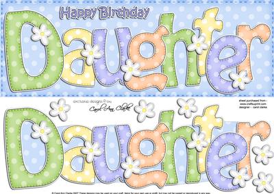 Large Dl Birthday Daughter Quick Card N 3D Decoupage
