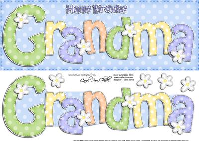 Large Dl Birthday Grandma Quick Card N 3D Decoupage