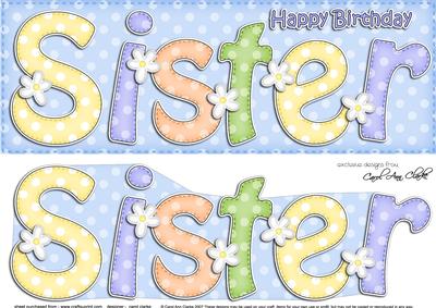 Large Dl Birthday Sister Quick Card N 3D Decoupage