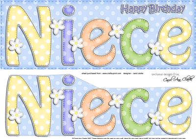 Large Dl Birthday Niece Quick Card N 3D Decoupage