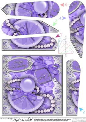 40th Birthday Perfume Lace N Pearls Fan Pyramage Topper