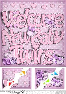 8 x 8 Baby Twins Scalloped Corner Topper