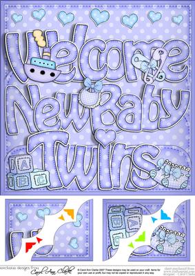 8 x 8 Baby Twins Scalloped Corner Topper