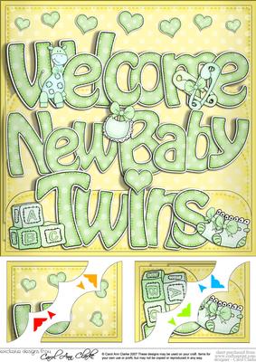 8 x 8 Baby Twins Scalloped Corner Topper