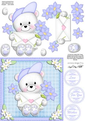 Teddy Ed's Letter Quick Card N 3D Decoupage