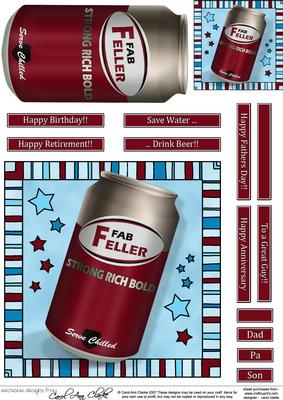 Fab Feller Beer Can Quick Card N 3D Decoupage