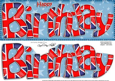 Uk Flag Birthday Large Dl Quick Card 3D Decoupage