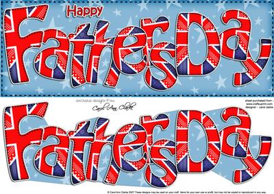 Uk Flag Fathers Day Large Dl Quick Card 3D Decoupage