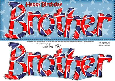 Uk Flag Birthday Brother Large Dl Quick Card 3D Decoupage