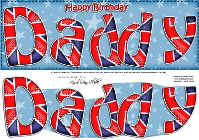 Uk Flag Birthday Daddy Large Dl Quick Card 3D Decoupage