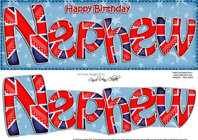 Uk Flag Birthday Nephew Large Dl Quick Card 3D Decoupage