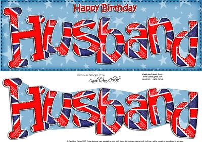 Uk Flag Birthday Husband Large Dl Quick Card 3D Decoupage