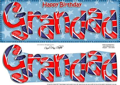 Uk Flag Birthday Grandad Large Dl Quick Card 3D Decoupage