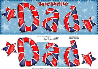 Uk Flag Birthday Dad Large Dl Quick Card 3D Decoupage