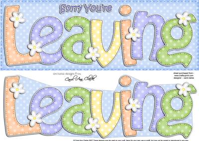 Sorry You're Leaving Large Dl with 3D Decoupage