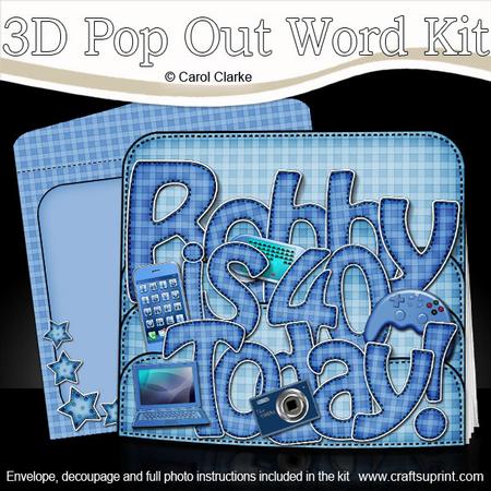 3D Bobby is 40 with Gadgets Pop Out Word Card Kit