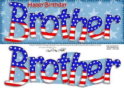 Usa Flag Birthday Brother Large Dl Quick Card 3D Decoupage
