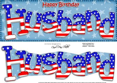 Usa Flag Birthday Husband Large Dl Quick Card 3D Decoupage