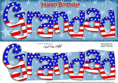 Usa Flag Birthday Grandad Large Dl Quick Card 3D Decoupage
